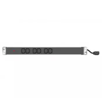 EXERTIS CONNECT 19 inch 1U 6-Way C13 PDU, Aluminium Housing, 2.5m Schuko Cable, RAL 9005 Black (808900)