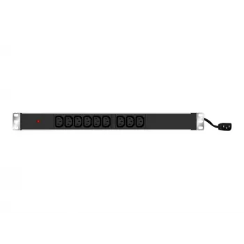 EXERTIS CONNECT 19 inch 1U 9-Way IEC C13 PDU, Aluminium Housing, 2.5m Cable, Black 808901
