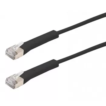 Exertis Connect RJ45 Patch Cable, Cat. 6A, F/FTP, angled, halogen-free, Black, 1.0 m 854013