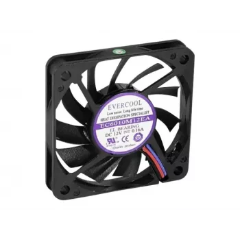 Exertis Connect Evercool 60 mm Case Fan – Durable Sleeve Bearing, 3-Pin DC, Black 910179