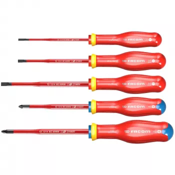 Facom ATD.J5TVEPB Protwist 5-Piece VDE Insulated Electrician's Screwdriver Set 1000V