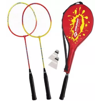 SCHILDKROT Badminton Set for 2 Players, Red/Yellow, Tempered Steel Rackets, Leisure Quality, 970902