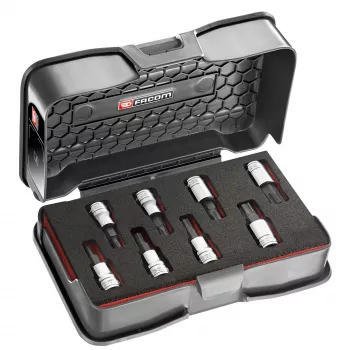Facom JTM.J8MGRPPB 8-Piece 3/8 inch Drive Hex Bit Socket Set (H3-H12) with Storage Case