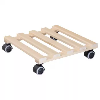 Wagner design yourself plant roller GH 0438, square, solid beech wood, 34 x 34 x 8 cm, 4 swivel castors, 100 kg load capacity, Natural, individually adjustable 20043801