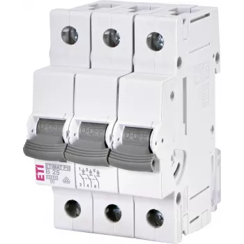 ETI ETIMAT P10 3-Pole B25 25A 10kA miniature circuit breaker, 415V AC/DC