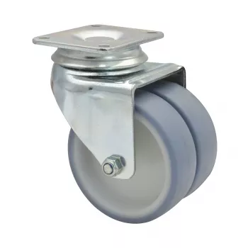 Wagner design yourself ECO RO 1577 grey twin wheel swivel castor, 50 mm wheel, 50 kg load capacity, plate mounting 3157701