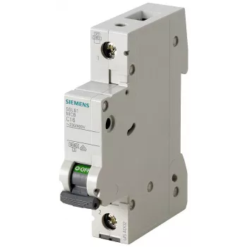 Siemens 5SL61026 SENTRON 5SL Miniature Circuit Breaker, 1-Pole, 2 A, C-Curve, 6 kA Breaking Capacity, 230/400 V AC, DIN Rail Mounting, 1 Module Unit Width