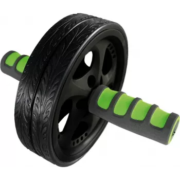 SCHILDKROT AB Roller / Ab Trainer, Black/Green, Dual Wheel, 185 mm Diameter, 45 mm Width 960045