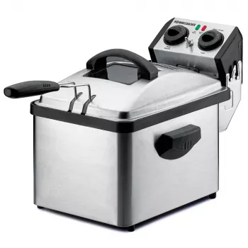 Rommelsbacher FRP 2135/E Rectangular Deep Fryer, 3.5 L Oil Capacity, Cool-Zone Technology, Permanent Filter, Adjustable Thermostat, Timer, Stainless Steel