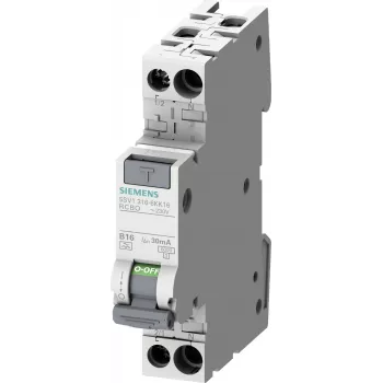 Siemens 5SV1316-7KK06 RCBO, 1P+N, 6 A, C-Curve, 30 mA, Type A, 6 kA