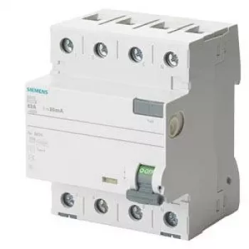 SIEMENS 5SV36468 Residual Current Circuit Breaker, Type A, 63 A, 300 mA, 4-Pole, 400 V, Selective