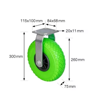 Wagner design yourself Heavy-duty Swivel Castor RO 7266 Green (4726601)