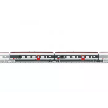 Märklin 043453 H0 SBB Giruno Supplementary Coach Set, 2-Piece, Era VI, AC, LED Interior Lighting