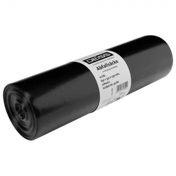 DEISS 95180 Bin Liners, 60µm, Black, 10 Pieces