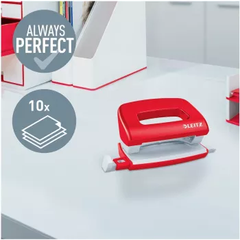 LEITZ Mini NeXXt WOW 5060 Red Punch 10 Sheets 2-Hole 5060-10-26