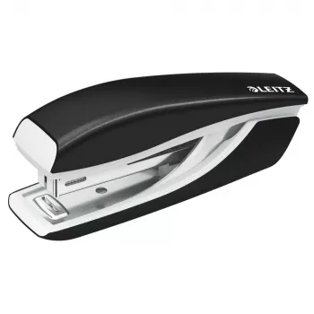 LEITZ Nexxt WOW mini stapler, 10 sheet capacity, 50 mm insertion depth, top-loading mechanism, black (5528-10-95)