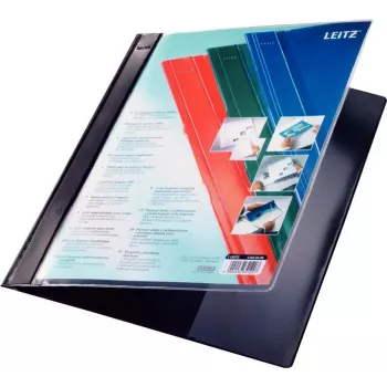 LEITZ Exquisit presentation folder with front pocket, A4 oversize, rigid PVC film, black, transparent lid 4193-00-95