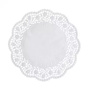 PAPSTAR Cake Doilies Round Cake Underlays Ø 28 cm, 100 Pieces, White Lace Pattern 12268