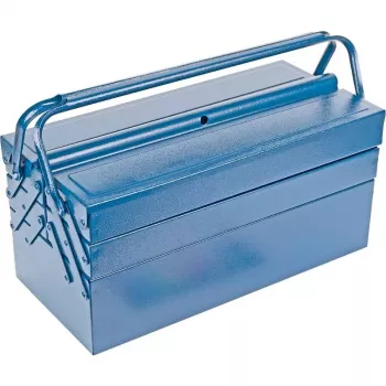 BRÜDER MANNESMANN 211-430 Metal Tool Box, 430 mm, Cantilever, Blue, 6 Compartments
