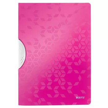 LEITZ WOW ColorClip clip binder A4 pink metallic with 3D embossed surface, light grey interior, 1 piece 4185-00-23