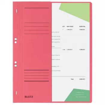LEITZ A4 Eyelet Binder, Manila Board, Red, 250 g/m², Official Filing, 90 mm Front Cover, 50-Pack (3741-00-25)