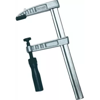 Brüder Mannesmann Industrial Screw Clamp DIN 5117, 600 mm Span, 120 mm Throat Depth, Malleable Cast Iron Frame, Blue 90423