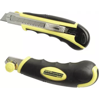 Brüder Mannesmann Universal Cutter Knife with Softgrip, Automatic Blade Adjustment, 18 mm Snap-off Blade, 60100