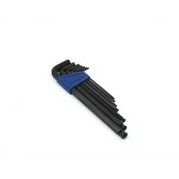 Brüder Mannesmann M 299 7-Piece L-Shaped Hex Key Set, Chrome Vanadium Steel, Metric 2.5-10 mm, DIN 911, Satin Chrome, with Plastic Clip Holder