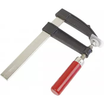 Brüder Mannesmann F Screw Clamp 910-500, 500 mm Span, 120 mm Throat Depth, Steel Rail, Malleable Cast Iron Jaws, Blue/Silver