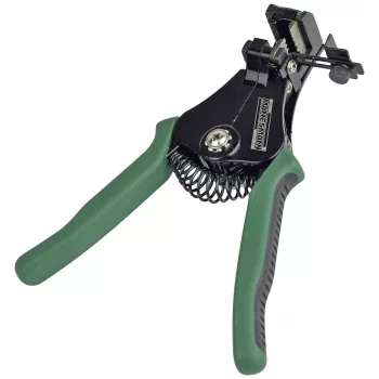 BRÜDER MANNESMANN Automatic Wire Stripper, Green with Return Spring, SK5 Steel Jaws, 0.2-6.0 mm² (M10981)