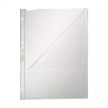 Leitz 4744-0000 PVC Transparent A4 Document Sleeve, 2-Hole Punched, 50-Pack