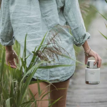 THERMOS ICON Food Container Beige 0.47 L Insulated Stainless Steel Container with Folding Spoon 4120323047
