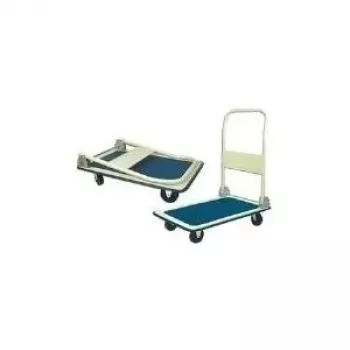 BRÜDER MANNESMANN 150 kg Platform Truck with 4 Wheels, Folding Handle, Anti-Slip Mat, Blue/Black (096-T)