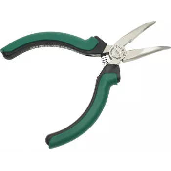 BRÜDER MANNESMANN GREEN LINE Electronics Bent Needle-Nose Pliers 125 mm, Tool Steel, Green/Silver/Black M 1070-5