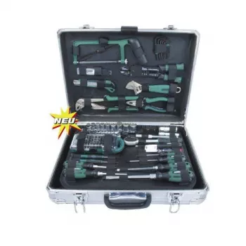 Brüder Mannesmann 124-Piece Tool Set in Aluminium Case, Chrome Vanadium Steel, 1/4 inch & 1/2 inch Drive 29072