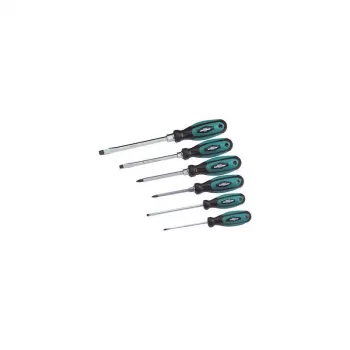 BRÜDER MANNESMANN 6-Piece Screwdriver Set with Chrome Vanadium Steel Blades and Anti-Slip Handles (M11113-6)