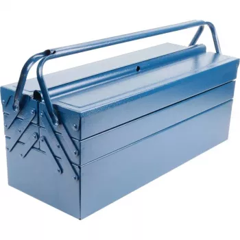 BRÜDER MANNESMANN Metal Tool Box, Length: 530 mm, Extendable Compartments, Blue Lacquered, 6 Compartments for Tools - 1 Piece (211-530)