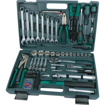 BRÜDER MANNESMANN 99-Piece Tool Set in Case with Sockets, Spanners, Pliers, Hammer, Bits 29099