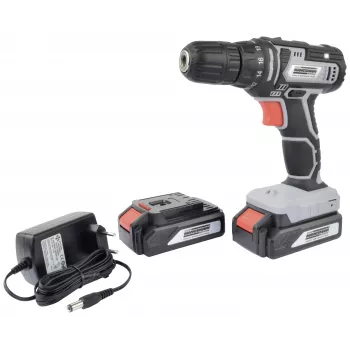 BRÜDER MANNESMANN M17690 20V Cordless Drill Driver with 2x 1.5Ah Li-Ion Batteries, 35 Nm, 0-1500 rpm, Keyless Chuck, LED Light, Softgrip, Case