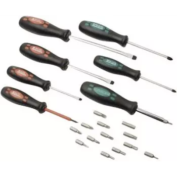 BRÜDER MANNESMANN Workshop Screwdriver Set 21-Piece Slotted, Phillips, Pozidriv (M1190-21)