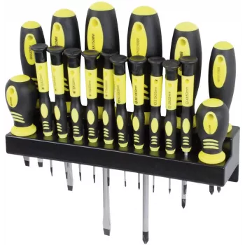 Mannesmann 18-Piece Screwdriver Set with Slotted, Phillips, Pozidriv and Torx Blades in Storage Case