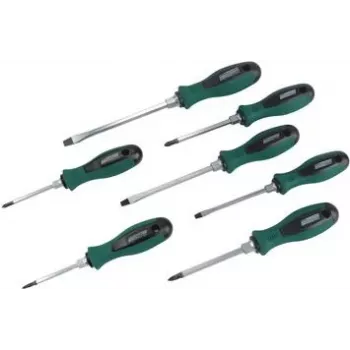 BRÜDER MANNESMANN 7-Piece Screwdriver Set with Slotted, Phillips and Voltage Tester (11115)