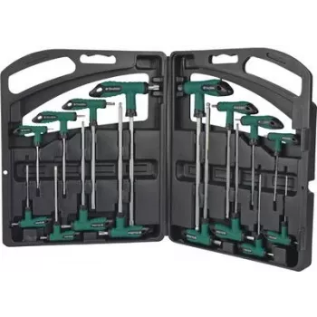 Brüder Mannesmann 16-Piece L-Shaped Hex Key Set, Metric and Imperial, Chrome Vanadium Steel M18190