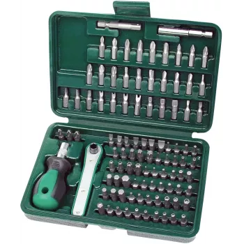 BRÜDER MANNESMANN 99-Piece Security Bit Set, 95 Chrome Vanadium Bits, 1/4 inch Hex, Magnetic Holder, Organiser Case 29899