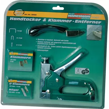 BRÜDER MANNESMANN Hand Tacker Set, Steel, with Staple Remover and 200 Staples (48440)