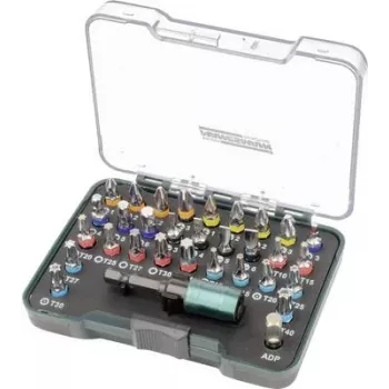 Brüder Mannesmann M29710 32-Piece Screwdriver Bit Set with Magnetic Quick-Change Holder