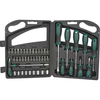BRÜDER MANNESMANN 47-Piece Tool Set in Plastic Case, Chrome Vanadium Steel, Household & DIY M11247