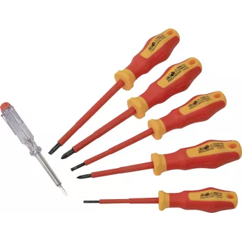 Brüder Mannesmann VDE Insulated Screwdriver Set 6 Pieces Slotted Phillips M11226