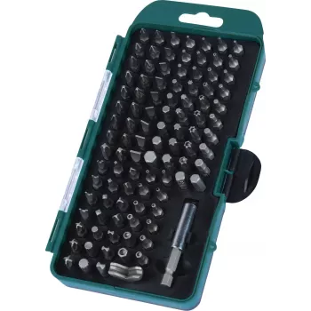 BRÜDER MANNESMANN 100-Piece Screwdriver Bit Set Made of Chrome Vanadium Steel in Plastic Case 29892