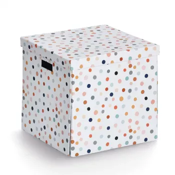 Zeller Dots White Polka-Dot Storage Box 33.5 x 33 x 32 cm 14476